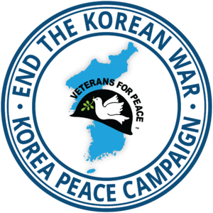 Logo of Korea Peace Campaign - Circle with words End Korean War at the top and Korea Peace Campaign at the bottom