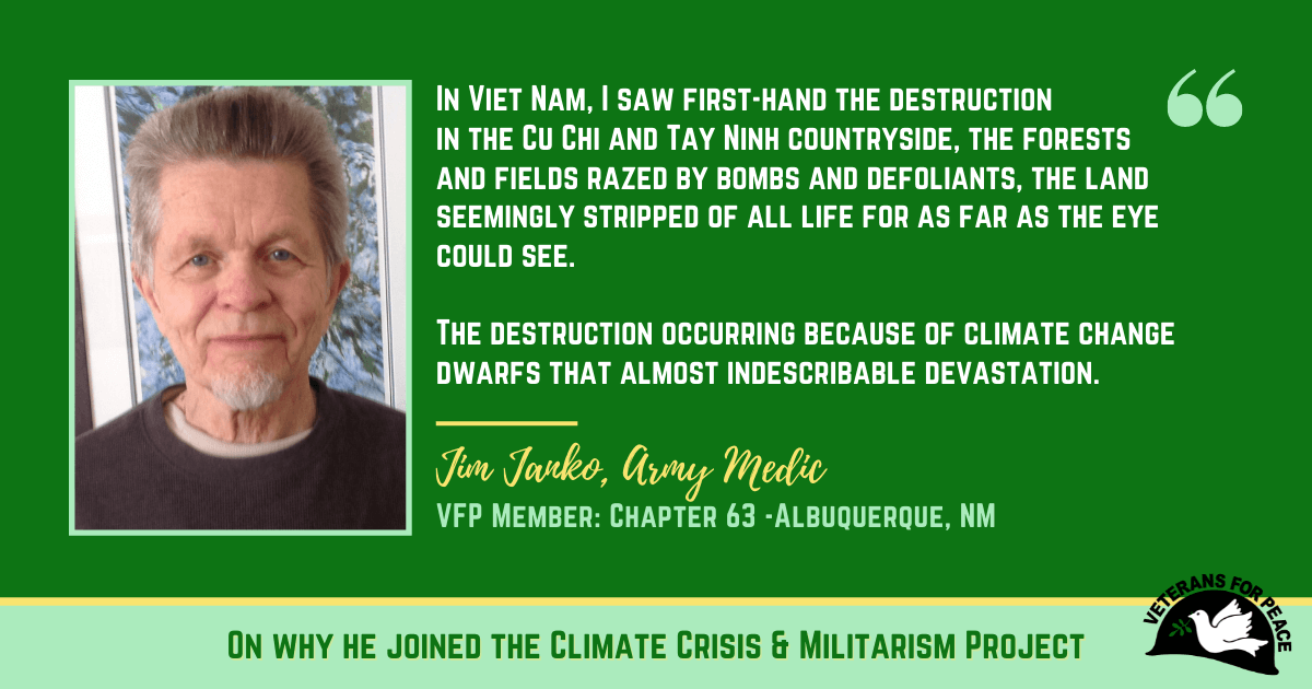 In Viet Nam, I saw first-hand the destruction in the Cu Chi and Tay Ninh countryside, the forests and fields razed by bombs and defoliants, the land seemingly stripped of all life for as far as the eye could see.  The destruction occurring because of clim