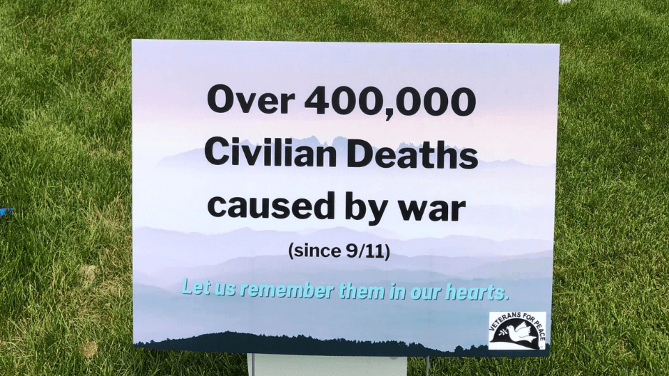 Sign: Over 400,000 Civilian Deaths Caused by War