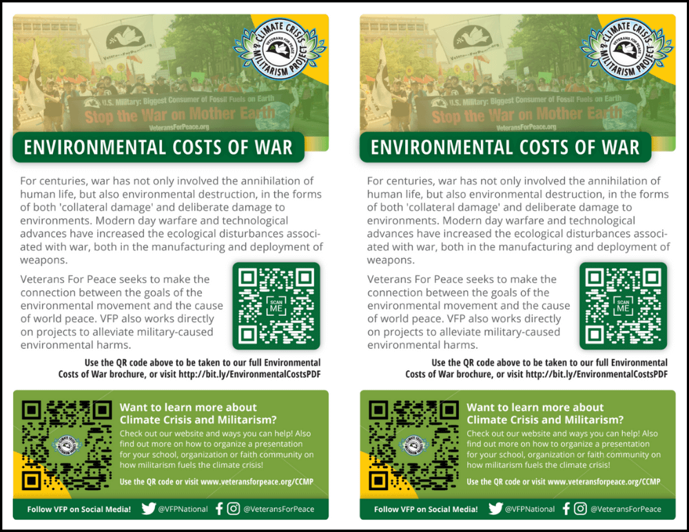 Image of Half page environmental costs of war handout