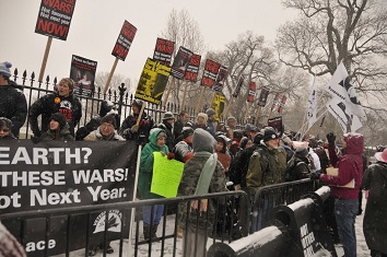 Hundreds of Veterans and allies gather at the White House December, 2010 to demand Peace