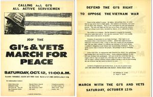 Navy nurse Susan Schnall dropped 20,000 of these two sided flyers from a plane over Bay Area military bases in 1968